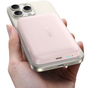 Powerbank Baseus Indukcyjny 10000mAh 22.5W MagSafe z kablem USB-C 20V/3A 0.3m - różowy Powerbank indukcyjny 10000mAh 22.5W EnerFill FM11 Ultra-Mini MagSafe z kablem USB-C - różowy (6932172691622) 2