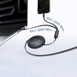 Baseus Kabel przewód zwijany 2w1 USB-C 100W 1.2m - czarny Kabel przewód zwijany 2w1 USB-C 100W 1.2m - czarny 6