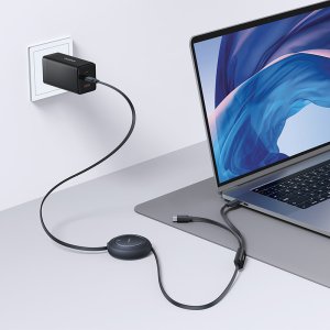 Baseus Kabel przewód zwijany 2w1 USB-C 100W 1.2m - czarny Kabel przewód zwijany 2w1 USB-C 100W 1.2m - czarny 7