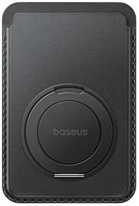 Podstawka Baseus Portfel magnetyczny na karty z podstawką MagSafe - czarny Portfel magnetyczny na karty z podstawką MagSafe - czarny 2