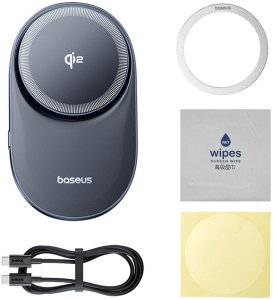 Baseus Uchwyt magnetyczny z ładowarką indukcyjną do smartfona na kratkę nawiewu Qi2- czarny Uchwyt magnetyczny z ładowarką indukcyjną do smartfona na kratkę nawiewu Qi2- czarny 7