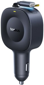 Ładowarka Baseus Ładowarka samochodowa USB-C ze zwijanym kablem USB-C 30W - czarna Ładowarka samochodowa USB-C ze zwijanym kablem USB-C 30W - czarna 3