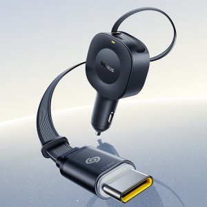 Ładowarka Baseus Ładowarka samochodowa USB-C ze zwijanym kablem USB-C 30W - czarna Ładowarka samochodowa USB-C ze zwijanym kablem USB-C 30W - czarna 4