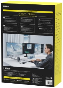 Stacja/replikator Baseus HUB Stacja dokująca 11w1 USB-C HDMI DP USB-A USB-C RJ45 PD mini jack 3.5mm ładowarka EU - szara HUB Stacja dokująca 11w1 USB-C HDMI DP USB-A USB-C RJ45 PD mini jack 3.5mm ładowarka EU - szara 6