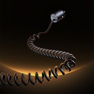 Ładowarka Baseus Ładowarka samochodowa USB-C z wbudowanym spiralnym kablem USB-C 30W - czarna Ładowarka samochodowa USB-C z wbudowanym spiralnym kablem USB-C 30W - czarna 9