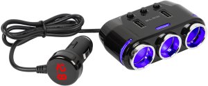 Ładowarka Blow 96-881# Rozgałęźnik zapalniczki samochodowej 1xwtyk/3xgniazdo+2xusb cs-35 kabel 46