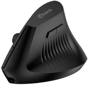 Mysz C-Tech C-TECH Myś VEM-15, pionowy, bezprzewodowa, BT5.0 + 2,4GHz, 1600DPI, baterie 400 mAh, czarny 2