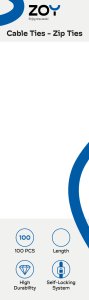 Organizer ZOY Opaska zaciskowa Biały 100 sztuk 3,6mmx300mm 4