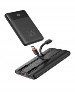 Powerbank Powerbank Charmast W1202 PD3.0 3A 22,5W 10000 mAh z wbudowanymi kablami USB C / Lightning czarny 2