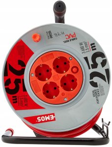 Emos PVC przedłużacz zwijacz kabla - 4 gniazdek 25 m 1 5 mm2 SCHUKO P09225 (8595025321220) 2