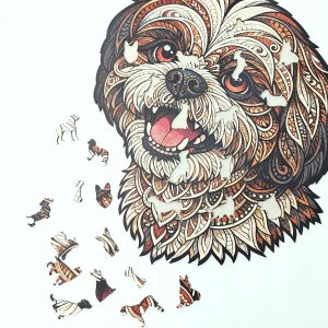 Mruu&Pruu Puzzle Drewniane Shih Tzu Uroczy Piesek 400 el. 3 mm Układanka drewniana 3