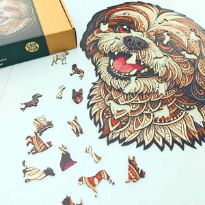 Mruu&Pruu Puzzle Drewniane Shih Tzu Uroczy Piesek 400 el. 3 mm Układanka drewniana 5