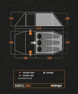 Namiot turystyczny Vango Vango Scafell 300 Plus tunnel tent, green/orange, with large vestibule for luggage, 2025 model 2