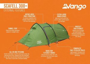 Namiot turystyczny Vango Vango Scafell 300 Plus tunnel tent, green/orange, with large vestibule for luggage, 2025 model 9