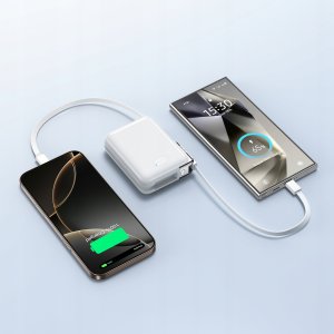 Powerbank Joyroom Powerbank Joyroom JR-PBF27 Pro 10000mAh 30W z wbudowanym kablem USB-C i dodatkowym dwukierunkowym kablem USB-C - Lightning - biały 3