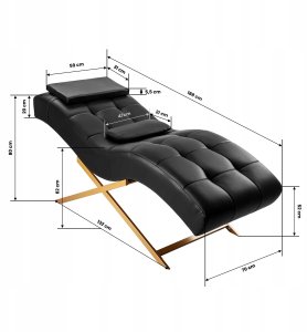 Activeshop Fotel zabiegowy do rzęs Sillon Alba czarny ze złotą podstawą 11