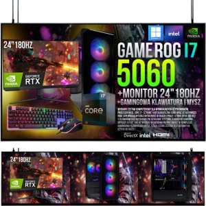 Komputer Adronix PC Gamer Exper I7 32GB DDR4 1TB SSD RTX 5060 Monitor 24' 180Hz 2