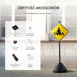 Pn. Stojak na znaki przenośny 152 cm żeliwny z kółkami podstawa balastowa 2 szt 6