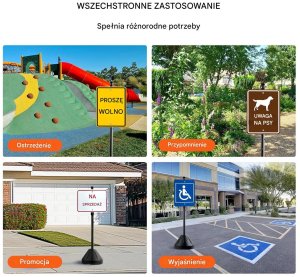 Pn. Stojak na znaki przenośny 152 cm żeliwny z kółkami podstawa balastowa 2 szt 7