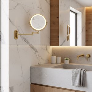 Lusterko kosmetyczne Rea Lustro ścienne kosmetyczne LED Glow Złote Szczotkowane 8