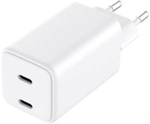 Ładowarka LMP USB-C GaN Dual Power Adapter 65W, QC 3.0 & PD, for all iPhone, iPad and other USB-C devices, variable charging power (max. 65W), 2 USB-C port, white 3