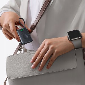 Ładowarka Baseus EnerFill FW11 Przenośna Ładowarka Bezprzewodowa do Apple Watch z Wbudowanym Kablem 5W Czarny 4