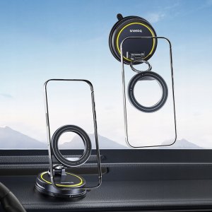 Baseus PrimeTrip VC2 Flex Magnetyczny Uchwyt Samochodowy z Przyssawką Czarny 5