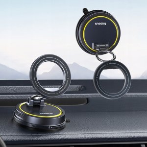 Baseus PrimeTrip VC2 Flex Magnetyczny Uchwyt Samochodowy z Przyssawką Czarny 6