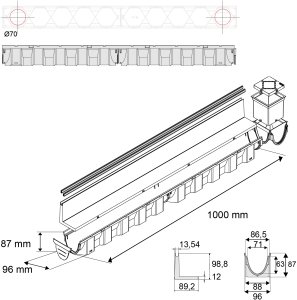 GardenPlus Czarny Kanał Szczelinowy Odwodnienie Liniowe B125 1M PP Odpływ posadzkowy 6