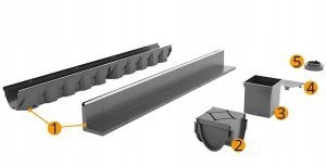 GardenPlus Czarny Kanał Szczelinowy Odwodnienie Liniowe B125 1M PP Odpływ posadzkowy 8