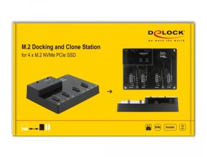 Stacja dokująca Delock DeLOCK Stacja dokująca M.2 dla 4 x M.2 NVMe PCIe SSD z funkcją klonowania 8