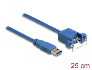 Kabel USB Delock USB-A - USB-A 0.25 m Niebieski (86994) 2