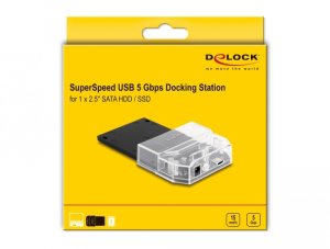 Stacja dokująca Delock DeLOCK Stacja dokująca SuperSpeed USB 5 Gbps dla 1 x 2.5″ SATA HDD/SSD 7