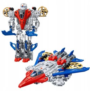 LeanToys Robot Myśliwiec Bojowy 2w1 Światła Dźwięki Czerwono-Niebieski 29 el. 2