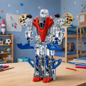 LeanToys Robot Myśliwiec Bojowy 2w1 Światła Dźwięki Czerwono-Niebieski 29 el. 6