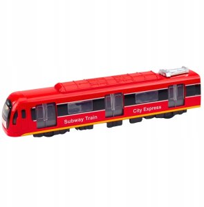LeanToys Metro Pociąg City Express Otwierane Drzwi Światła Dźwięki Czerwony 2