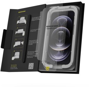 SpaceCase 2x Szkło hartowane z aplikatorem SPACECASE QuickFit Glass do iPhone 12 Pro Max 9