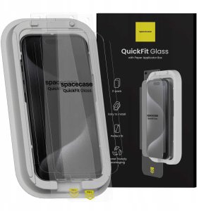 SpaceCase 2x Szkło hartowane z aplikatorem SPACECASE QuickFit Glass do IPhone 15 Pro Max 11