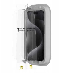 SpaceCase 2x Szkło hartowane z aplikatorem SPACECASE QuickFit Glass do IPhone 15 Pro Max 6