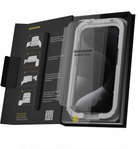 SpaceCase 2x Szkło hartowane z aplikatorem SPACECASE QuickFit Glass do IPhone 15 Pro Max 9