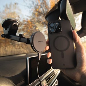SpaceCase Uchwyt samochodowy z ładowarką indukcyjną do Magsafe na szybę SPACECASE Car Holder MagCharge WM12B Czarny 5
