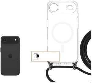 Fixed MagPure Neck do MagSafe do iPhone Air, przezroczyste z czarną smyczką 2