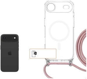 Fixed MagPure Neck do MagSafe do iPhone Air, przezroczyste z różową smyczką 2
