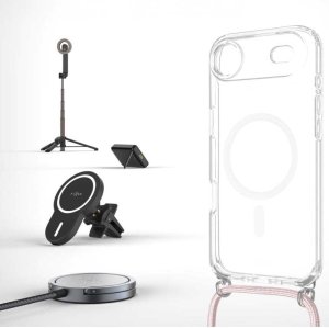 Fixed MagPure Neck do MagSafe do iPhone Air, przezroczyste z różową smyczką 3