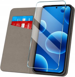 krainaGSM Etui z klapką do Oppo Reno 15 5G Zamykane Czarne Futerał + Szkło 2