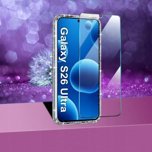 krainaGSM Etui do Samsung S26 Ultra CASE CLEAR BROKAT BŁYSZCZĄCE MIENIĄCE 2MM + SZKŁO 5