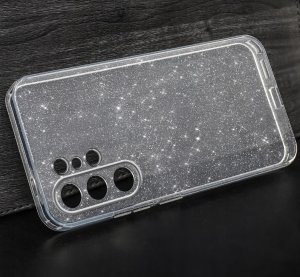 krainaGSM Etui do Samsung S26 Ultra CASE CLEAR BROKAT BŁYSZCZĄCE MIENIĄCE 2MM + SZKŁO 7