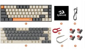 Klawiatura Redragon Klawiatura mechaniczna Redragon K633 Ryze Red Switch USB Czarno-złoty 12