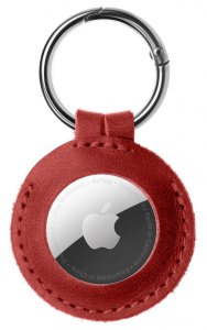 Fixed FIXED Etui do AirTag z prawdziwej skóry bydlęcej z karabinkiem, czerwone 2