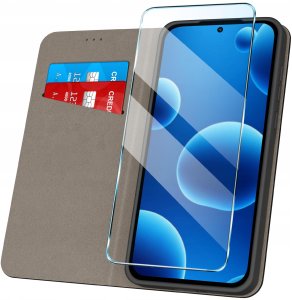 krainaGSM Etui z klapką do Oppo Reno 15 F | FS 5G Zamykane Czarne Futerał + Szkło 2